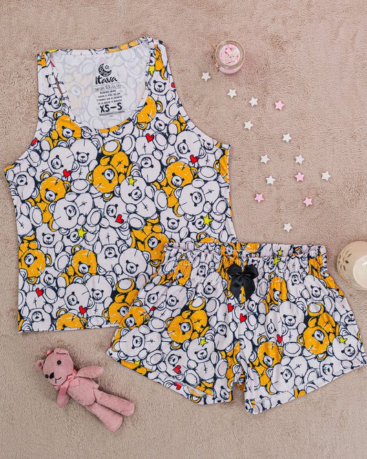 PIJAMA ESTAMPADA BLUSA + SHORT TEDDY
