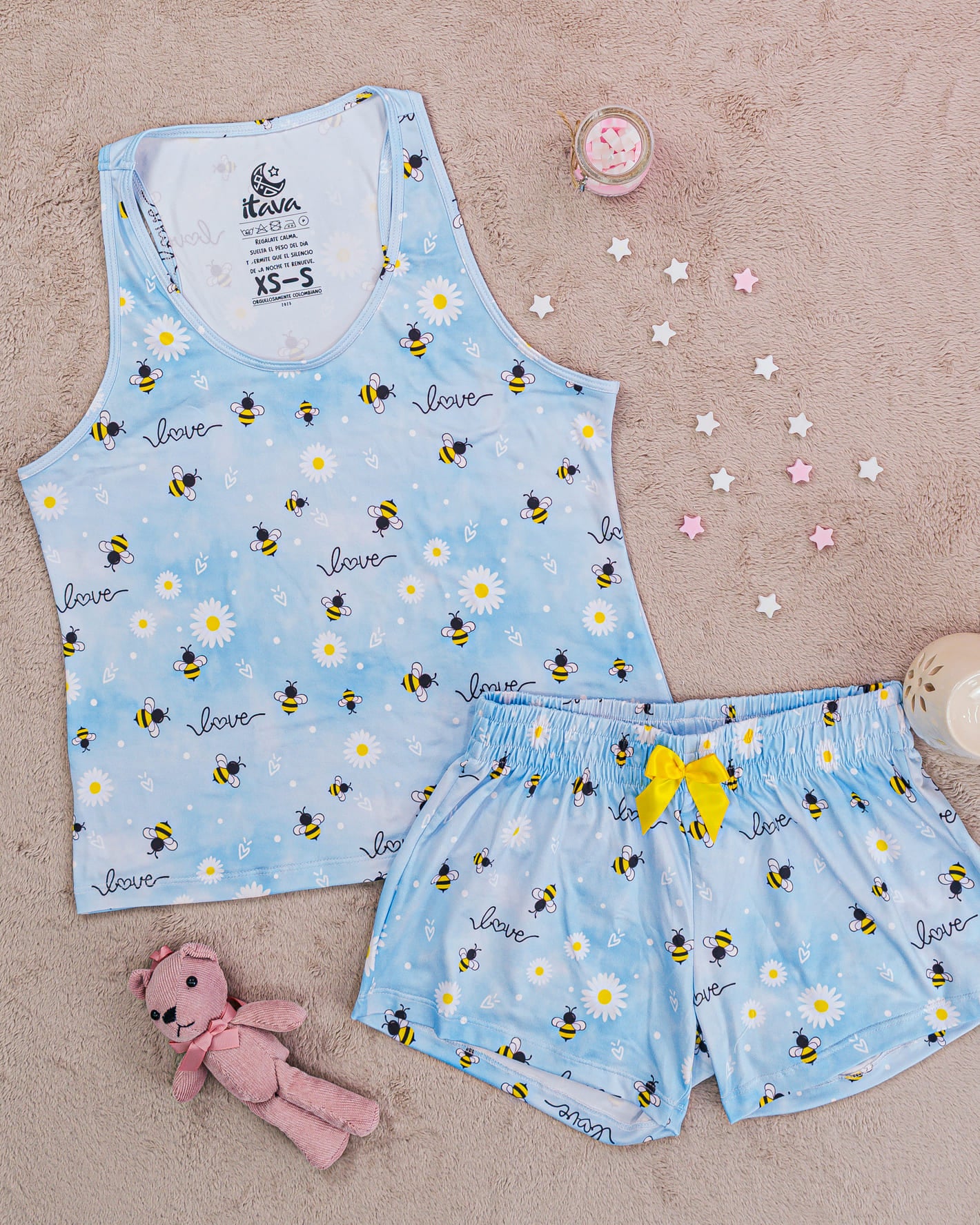 PIJAMA ESTAMPADA BLUSA + SHORT BEE