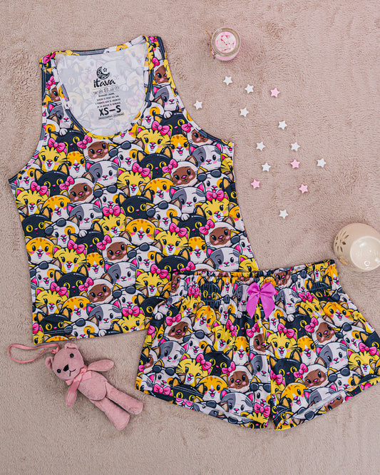 PIJAMA ESTAMPADA BLUSA + SHORT SMILECAT
