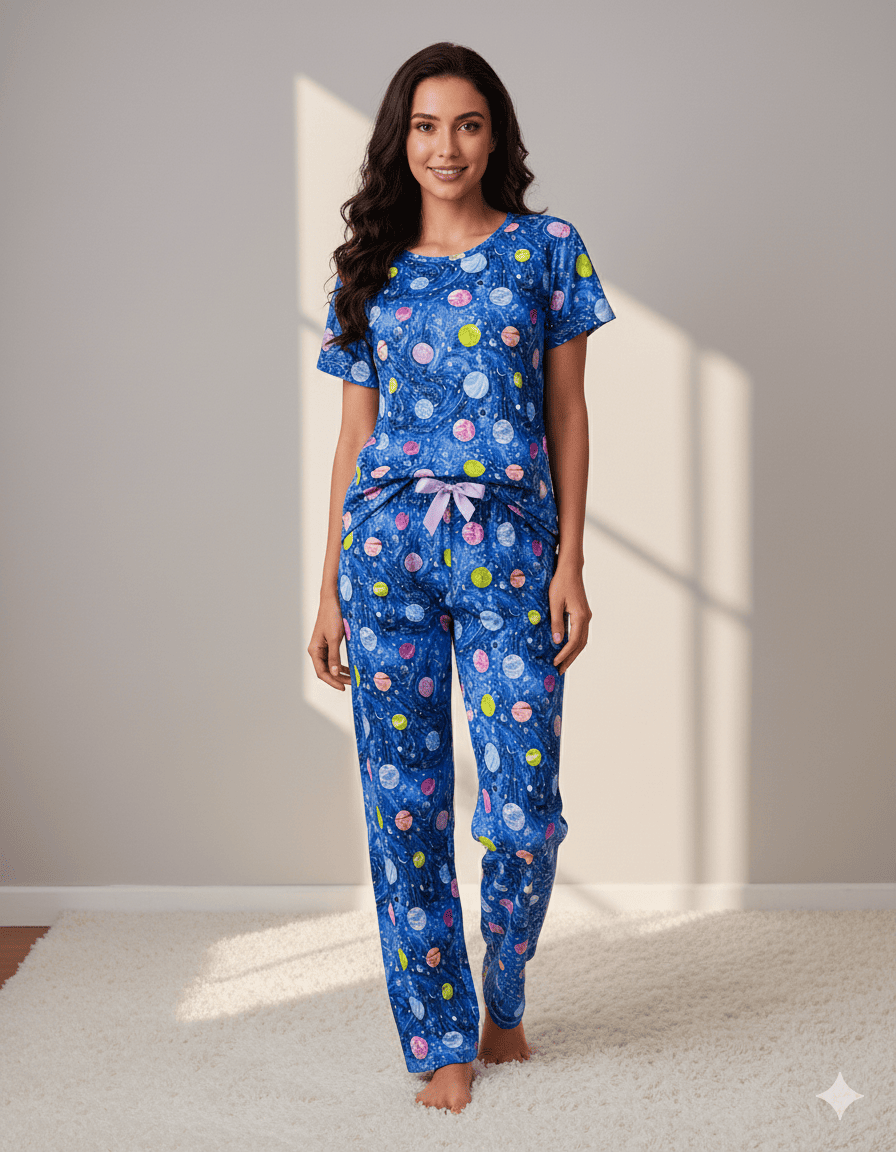 PIJAMA ESTAMPADA BLUSA + PANTALÓN COSMO