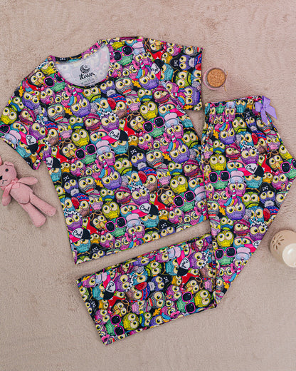 PIJAMA ESTAMPADA BLUSA + PANTALÓN OWL