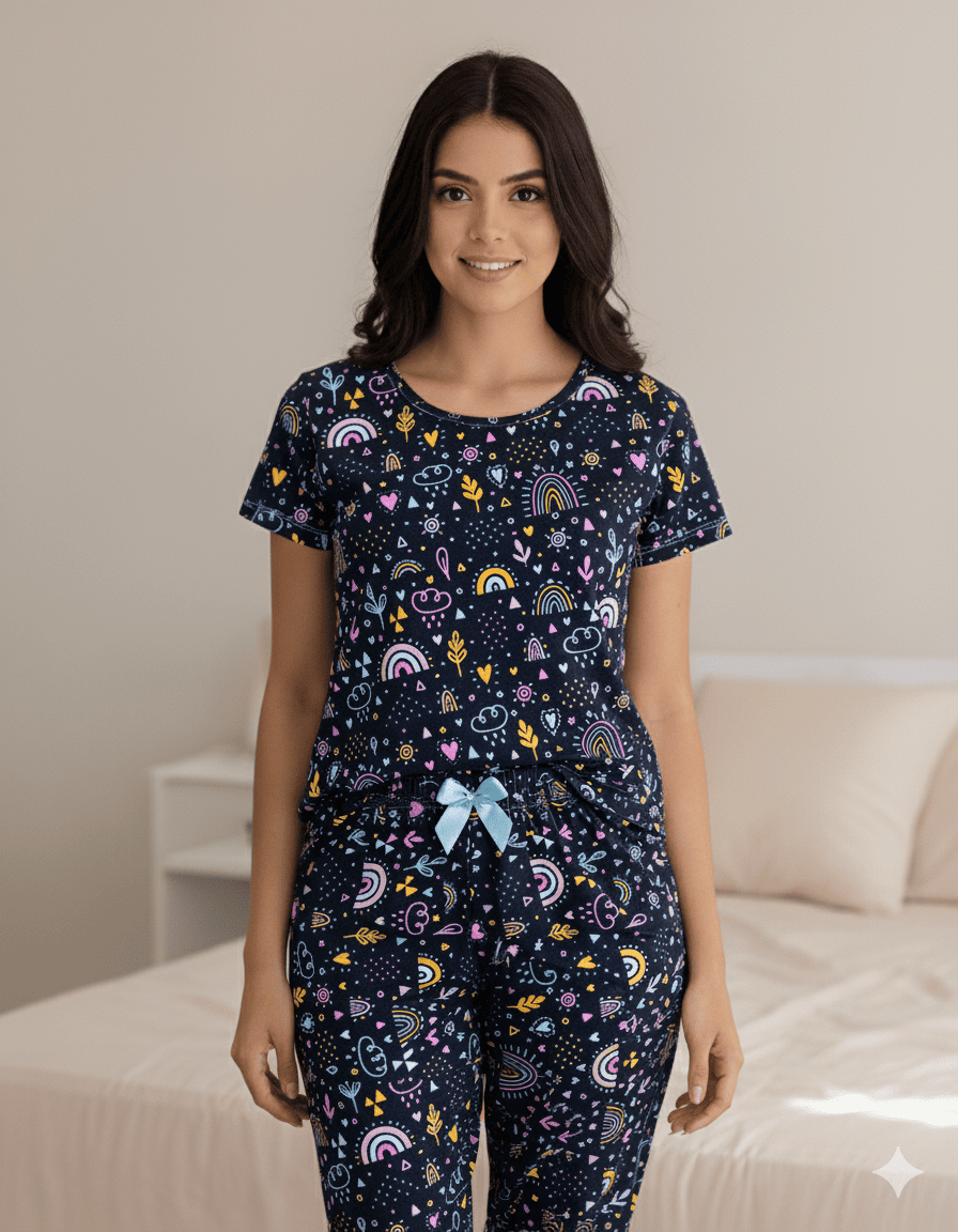 PIJAMA ESTAMPADA BLUSA + PANTALÓN EQUILIBRIO