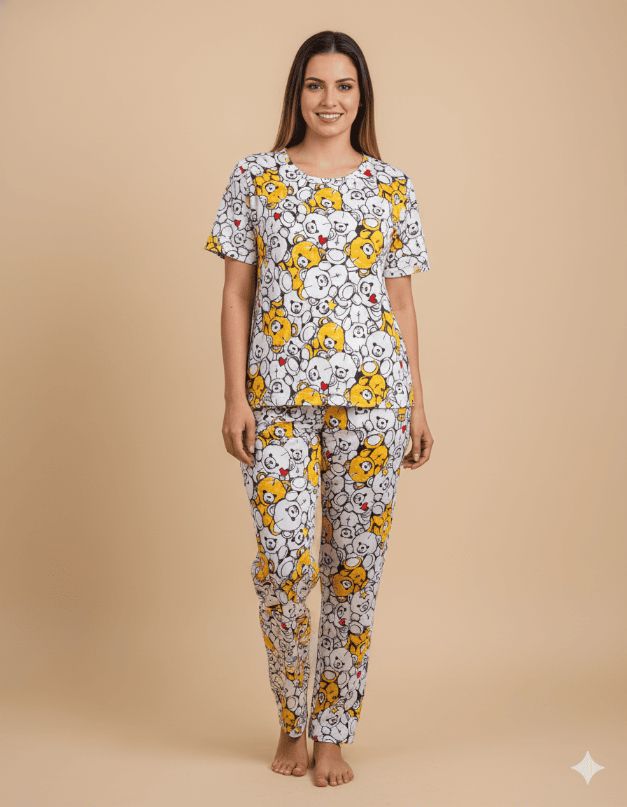 PIJAMA ESTAMPADA BLUSA + PANTALÓN TEDDY